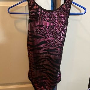 pink animal print gymnastics leotard GK
